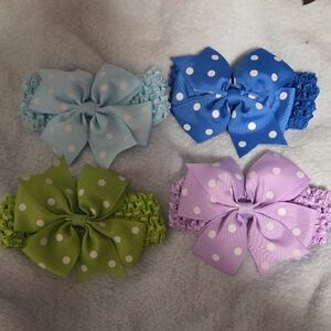 Charming Polka Dot Bow Headbands for Kids - Light Blue, Blue, Green, Lavender